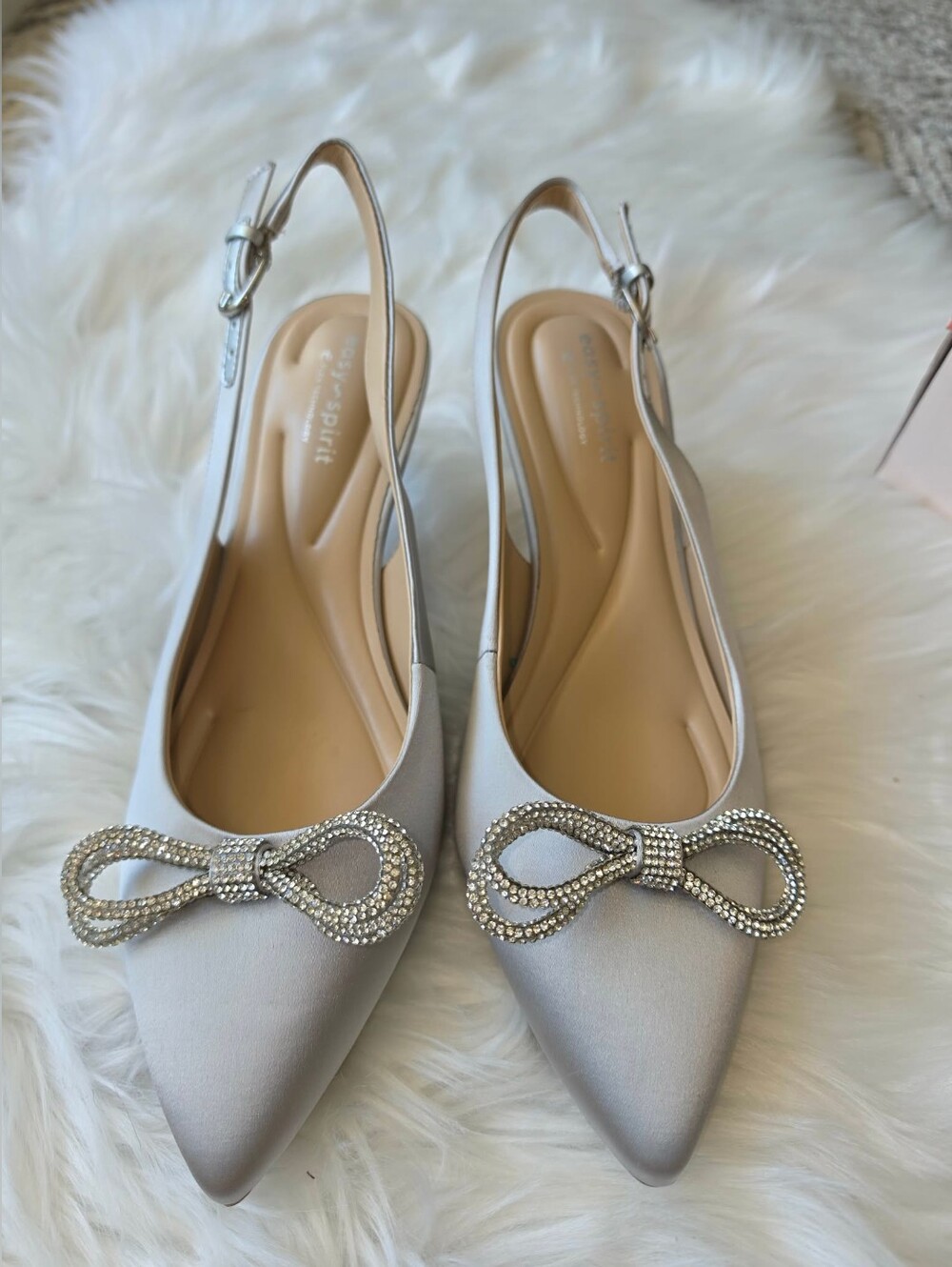 Easy Spirit Women's Roxanne Eflex Pointy Toe Dress Pumps - Silver Satin, 9M